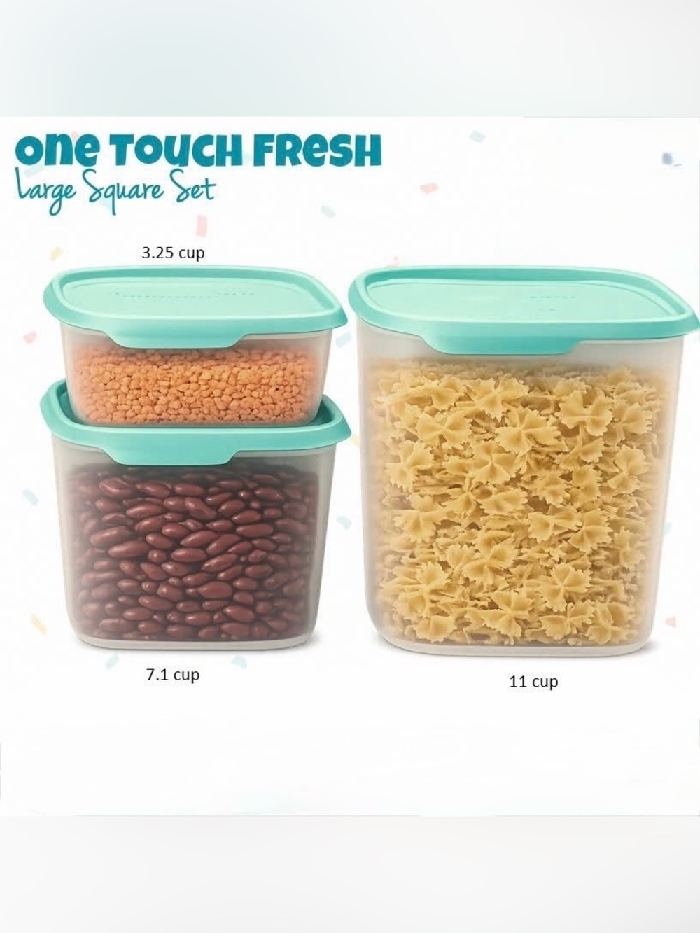 Tupperware One Touch Fresh Large Square Set - Mint Green Food Storage Containers
